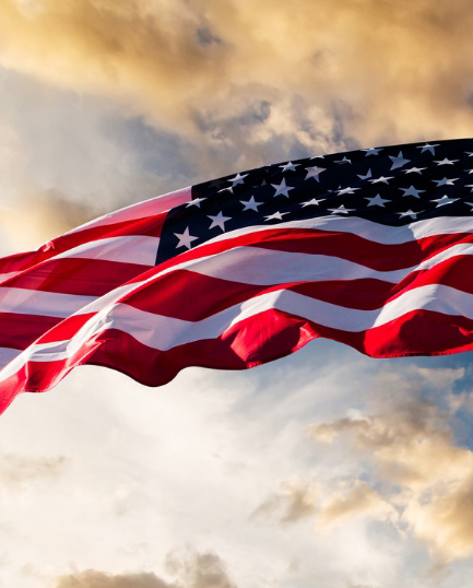 American flag in the sky